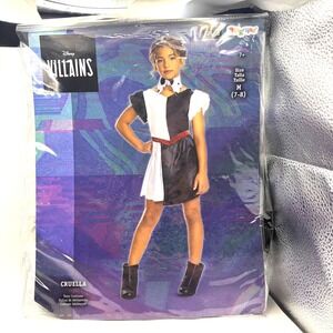 Disney Villains Cruella Costume Girls Medium 7-8 Halloween Cosplay Dress